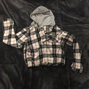 Hoodie flannel crop top